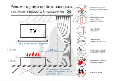 Биокамин LUX FIRE Smart Flame  1100 RC INOX автоматический  — детальное фото товара
