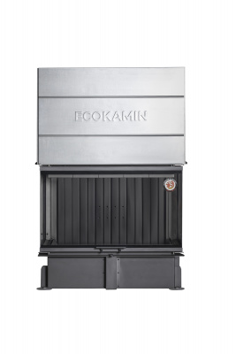 Каминная топка Экокамин ДЕЛЬТА 1000BV три стекла принтинг черный шамот, вертикальная ламель