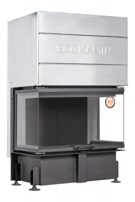 Каминная топка Экокамин Дельта 800B три стекла принтинг черный шамот — купить с доставкой