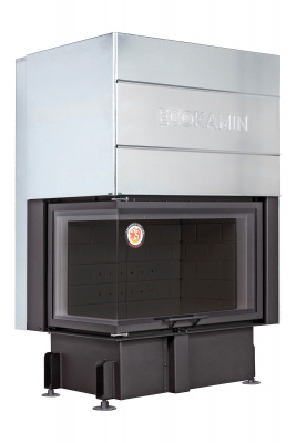 Каминная топка Экокамин ДЕЛЬТА 800LРВ  два стекла левая принтинг подовое горение черный шамот