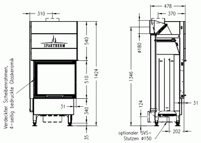 Каминная топка SPARTHERM Varia 2R-55h — купить с доставкой