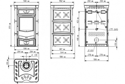Дровяная печь La NORDICA Nicoletta Bordeaux (Бордовый)