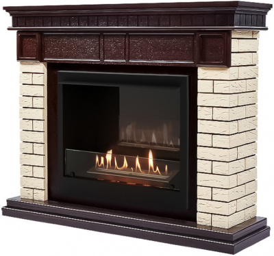 Биокамин Electrolux Каминокомплект биокамин Firelight BFP/P-2520, портал Bricks 25 камень бежевый, шпон темный дуб