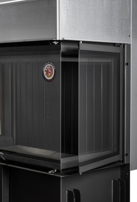 Каминная топка Экокамин ДЕЛЬТА 800BV три стекла принтинг черный шамот, вертикальная ламель — купить с доставкой