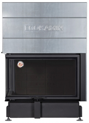 Каминная топка Экокамин ДЕЛЬТА 1000LРB  два стекла левая принтинг подовое горение черный шамот