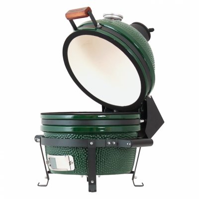 Керамический гриль Green Kamado II S (Диаметр решетки 34 см), высокая портативная подставка, боковые столики