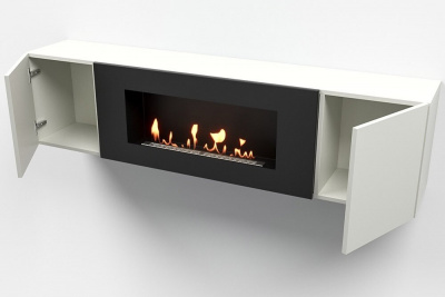  LUX FIRE Тумба универсальная "Байкал" 1600, белая, с биокамином 900