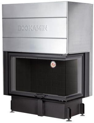 Каминная топка Экокамин ДЕЛЬТА 1000RРB  два стекла правая принтинг подовое горение черный шамот