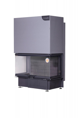 Каминная топка Экокамин Дельта 800B три стекла принтинг черный шамот