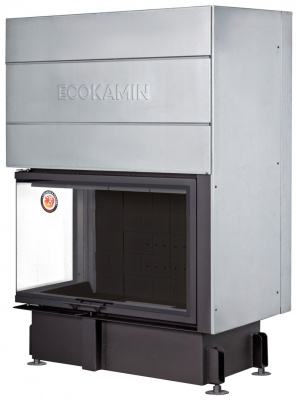 Каминная топка Экокамин ДЕЛЬТА 1000LРB  два стекла левая принтинг подовое горение черный шамот